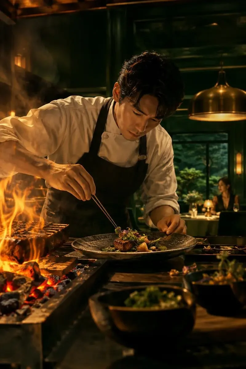 烈火菜谱（불의 레시피）影片海报，日韩大片美食电影，2026 年上映